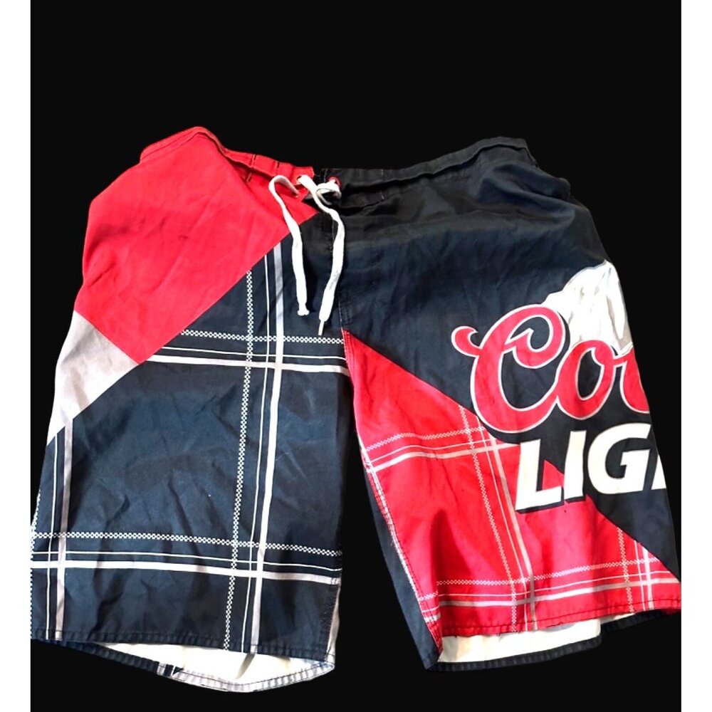 Coors Light Men's‎ Board Shorts Sz Large colorblock red black